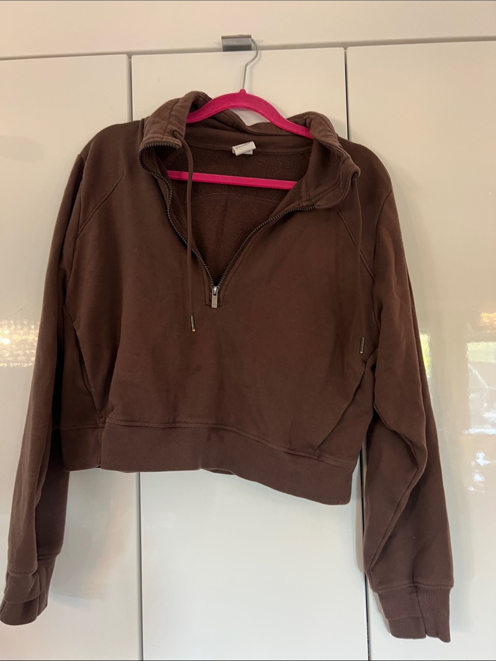 all in motion Brown Cropped Half-Zip Turtleneck Sweatshirt